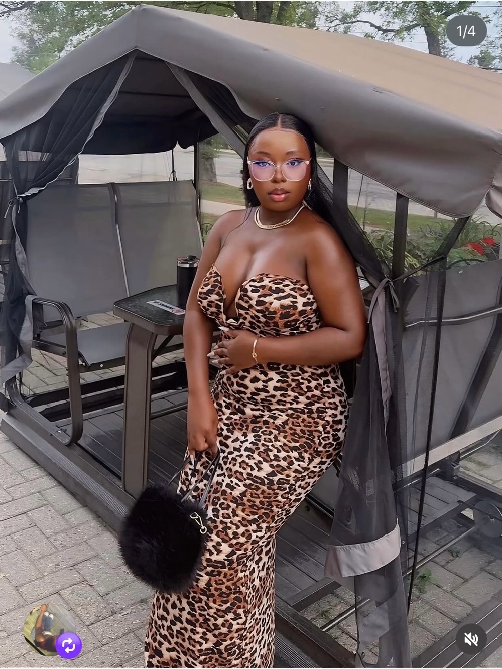 SHEIN Leopard Print High Low Strapless Maxi Dress